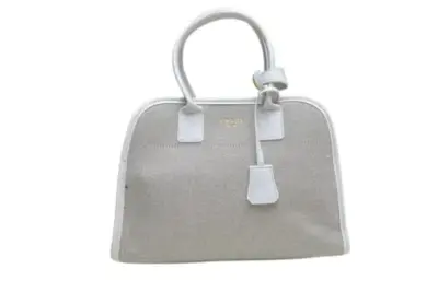 Prada Medium Leather Tote Bag Light Gray