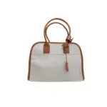 Prada Mini Crochet Leather Bucket Bag Brown Gray