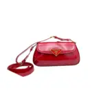 Prada Cleo Patent Leather Shoulder Bag Cherry Red