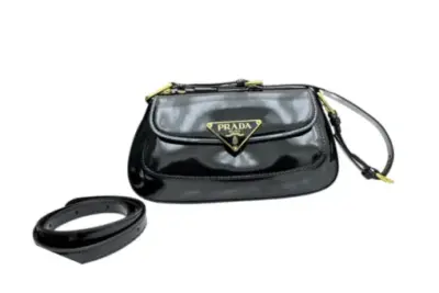 Prada Cleo Patent Leather Shoulder Bag Black