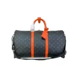 LV Keepall Bandoulière 50 travel Bag Monogram Black Orange
