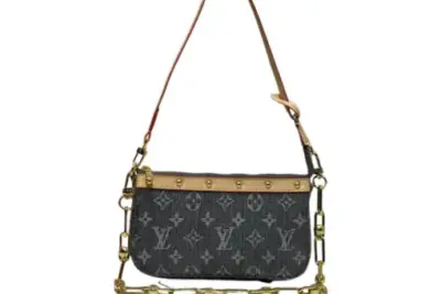 LV Monogram Denim Liv Pochette Handbag Black