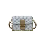 LV Dauphine Bag Monogram White Black Pattern Strap