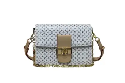 LV Dauphine Bag Monogram White Black Pattern Strap
