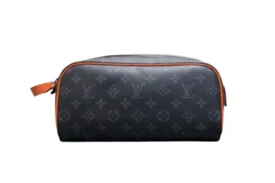 LV Dopp Kit Monogram Eclipse Canvas Bag Sunrise Orange