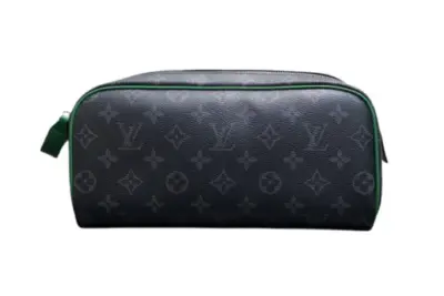LV Dopp Kit Monogram Eclipse Canvas Bag Bamboo Green