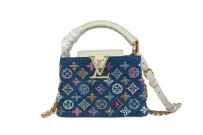 LV Capucines Mini Handbag Blue Taurillon Leather