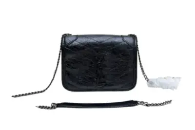 YSL Niki Mini Shoulder Bag Glossy Leather Black