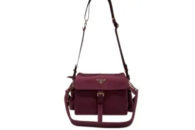 Prada Explore Medium Suede Shoulder Bag Flap Burgundy