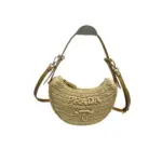 Prada Natural Arqué Crochet Shoulder Bag Beige