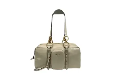 Prada Dangle Medium Leather Top Handle Bag Light Beige