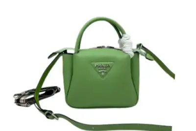 Prada Mini Leather Top Handle Bag Green Leather