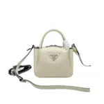Prada Mini Leather Top Handle Bag White Leather