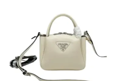 Prada Mini Leather Top Handle Bag White Leather