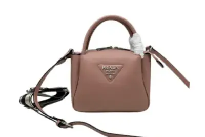 Prada Mini Leather Top Handle Bag Taupe Leather