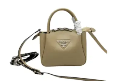 Prada Mini Leather Top Handle Bag Caramel Brown Leather