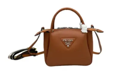 Prada Mini Leather Top Handle Bag Brown Leather