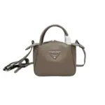 Prada Mini Leather Top Handle Bag Beige Leather
