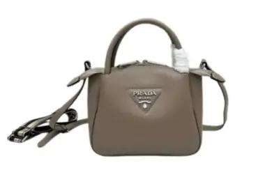 Prada Mini Leather Top Handle Bag Beige Leather
