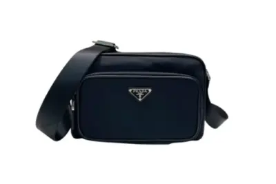 Prada Medium Re Nylon Saffiano Leather Shoulder Bag Black