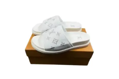 LV Slipper 6AM Flat Mule White