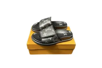 LV Slipper Strap 6AM Flat Mule Black