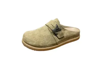 LV Slipper Easy Mule Slip On Shoe Beige Suede Calf Leather