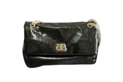 Balenciaga Monaco Chain Bag Black Arena Calfskin
