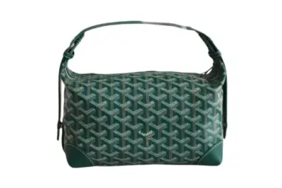 Goyard Boeing 25 Toiletry Crossbody Messenger Bag Goyardine Canvas Leather Trim Green