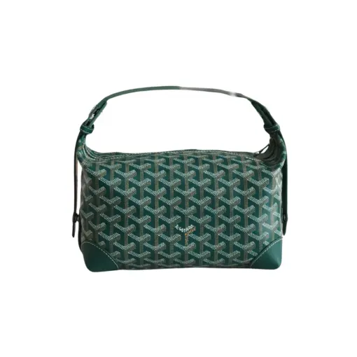 Goyard Boeing 25 Toiletry Crossbody Messenger Bag Goyardine Canvas Leather Trim Green