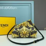 Fendi x Versace Gold Black Leather