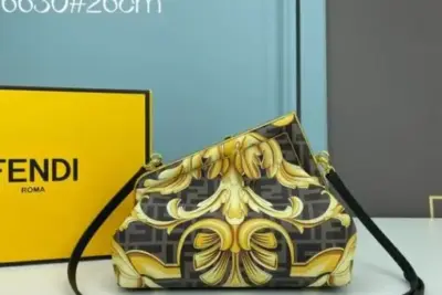 Fendi x Versace Gold Black Leather