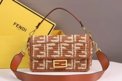 Fendi Baguette Bag Maroon Beige