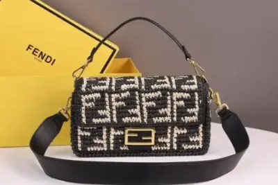 Fendi Baguette Bag Black Beige