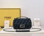 Fendi Baquette Bag Black Blue logo