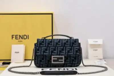 Fendi Baquette Bag Black Blue logo