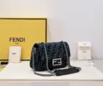 Fendi Baquette Bag Black Blue logo - Image 2