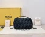 Fendi Baquette Bag Black Blue logo - Image 3
