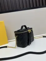 Fendi Vanity Mini Handbag Black Nappa Leather Embossed FF Motif - Image 3