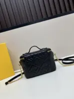 Fendi Vanity Mini Handbag Black Nappa Leather Embossed FF Motif - Image 2
