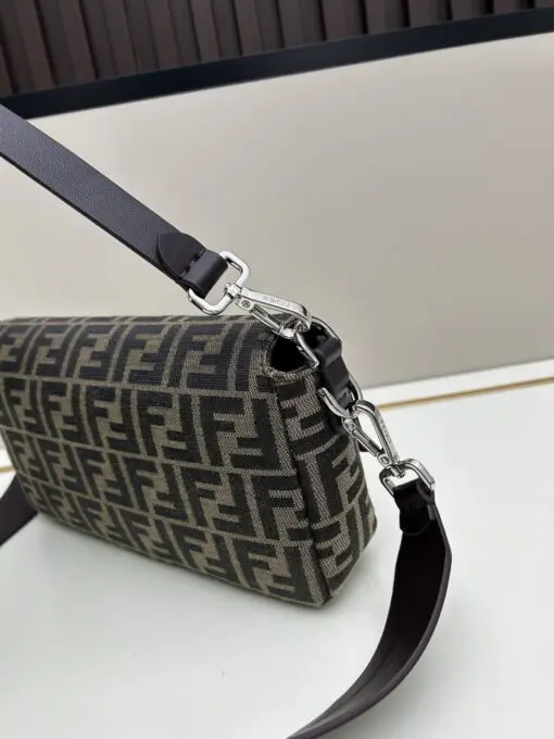 Fendi Baguette Shoulder Bag Iconic FF Zucca Pattern Brown Jacquard Fabric - Image 2