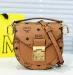 MCM Tracy Shoulder Mini Visetos Cognac Bag Brown