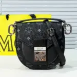 MCM Tracy Shoulder Mini Visetos Cognac Bag Black