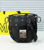 MCM Tracy Shoulder Mini Visetos Cognac Bag Black