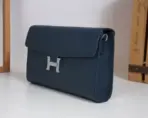 Hermès Wallet Bag Blue Shade Palladium Hardware Detachable Shoulder Strap - Image 3