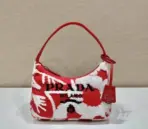 Prada Re-Edition 2006 Embroidered Drill Mini Bag in Red & White
