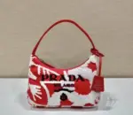 Prada Re-Edition 2006 Embroidered Drill Mini Bag in Red & White