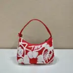 Prada Re-Edition 2006 Embroidered Drill Mini Bag in Red & White - Image 2