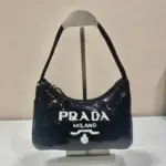 Prada Sequined Re-nylon Mini Bag Black