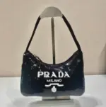 Prada Sequined Re-nylon Mini Bag Black